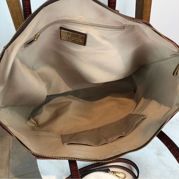 Vtg Valentino Milano brown reptile leather satchel with crossbody shoulder strap - Picture 10 of 12